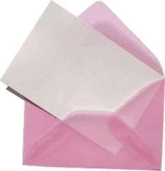 Folha de papel parcialmente colcoada em envelope rosa