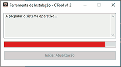Janela com barra de progresso por baixo de texto informativo
