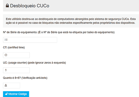 Página de Internet com texto e vários campos para preenchimento