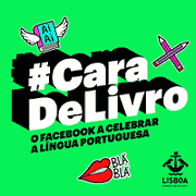 (Ilustração) «#CaraDeLivro» em letras brancas com relevo negro em fundo verde