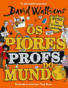 Homens, mulheres e pequenos objetos à volta de título em letras grandes, fundo laranja