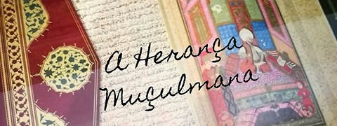 Livro com iluminura e «A Herança Muçulmana» sobreposto